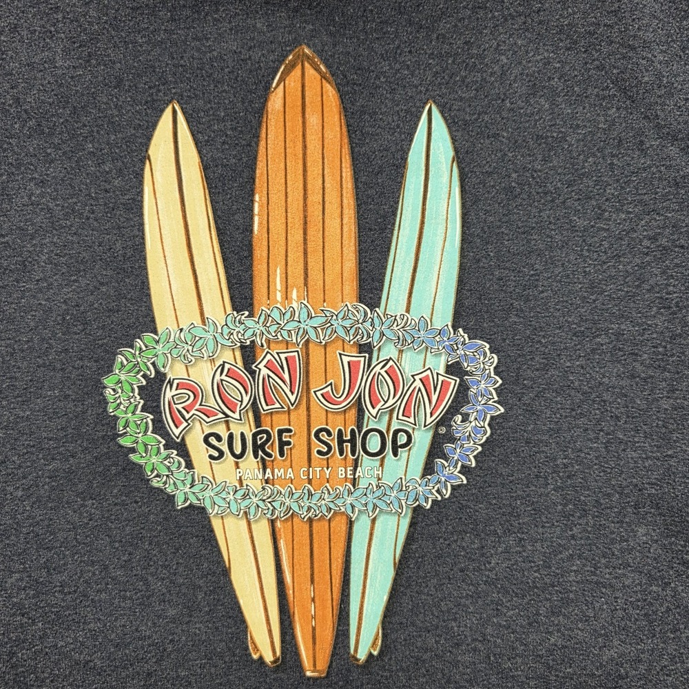Ron Jon Surf Shop Logo Hoodie Pullover Adult Size XL Gray Panama City Beach Y2K